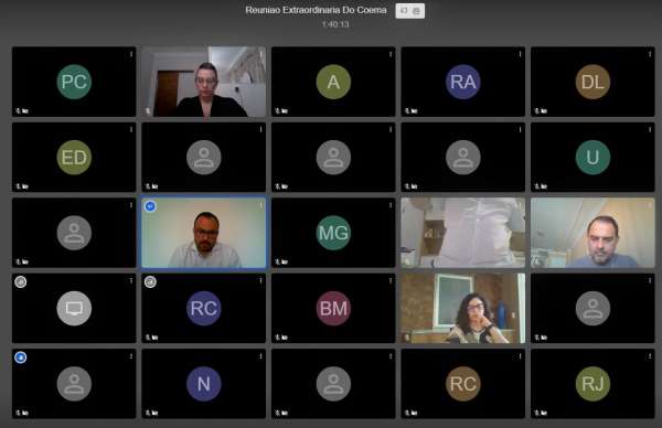 Participantes da reunião virtual do Coema na tela do computador