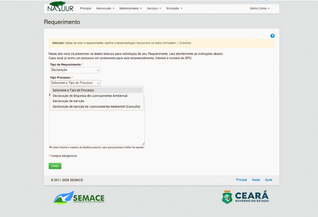 Semace atualiza sistema para emissão digital de dispensa de licenciamento ambiental